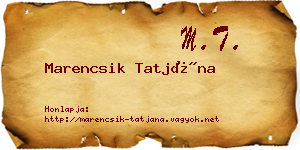 Marencsik Tatjána névjegykártya